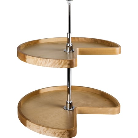 Hardware Resources 28" Kidney Two-Shelf Wood Lazy Susan Set LSK228-SET